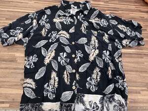 Marc Edwards Mens XXL Hawaiian Shirt Black Floral Tropical Rayon Aloha Korea